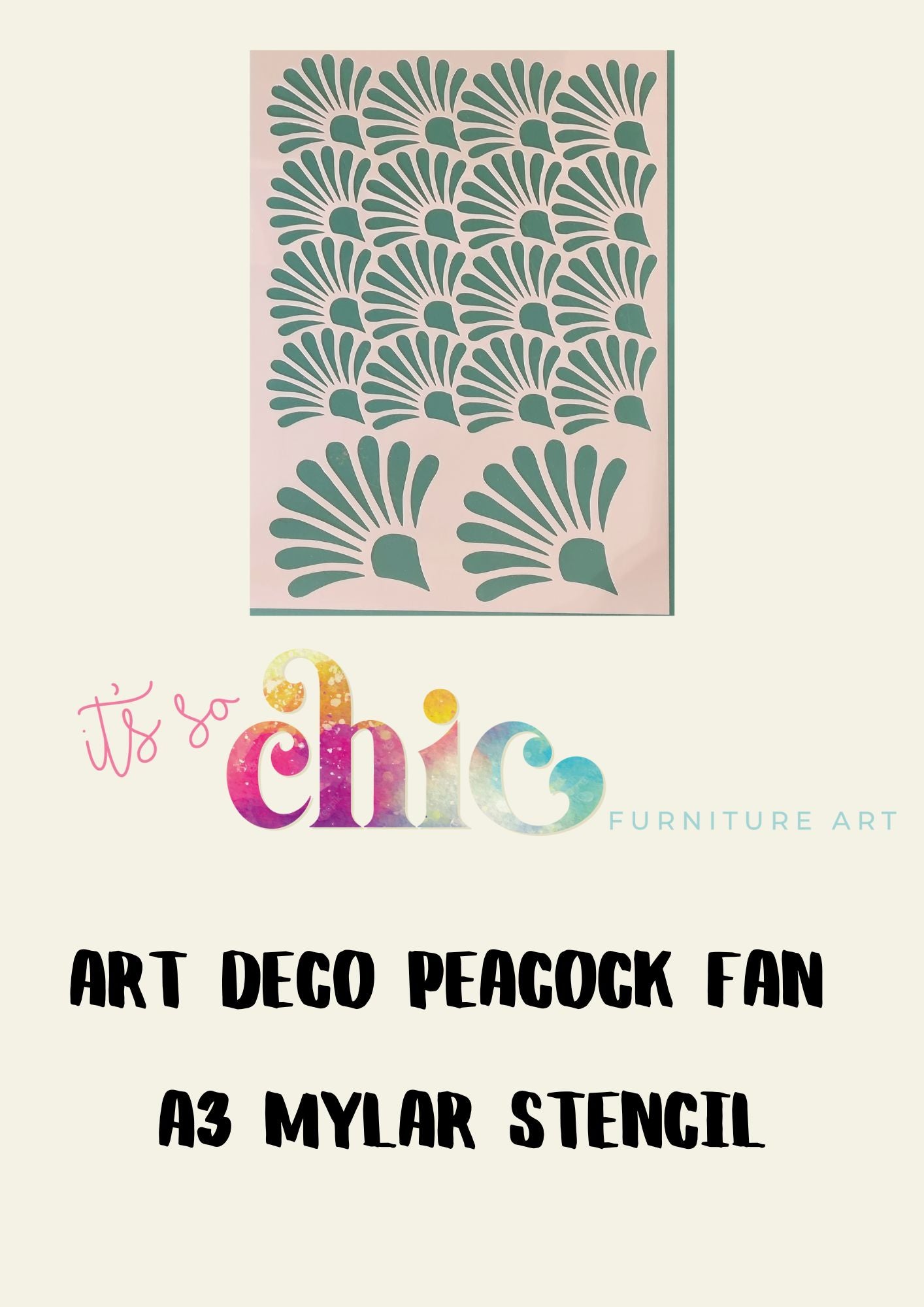Art Deco Peacock Fan A3 Stencil