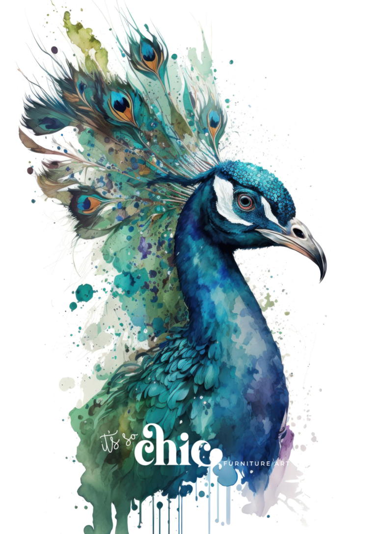 Watercolour Peacock Left