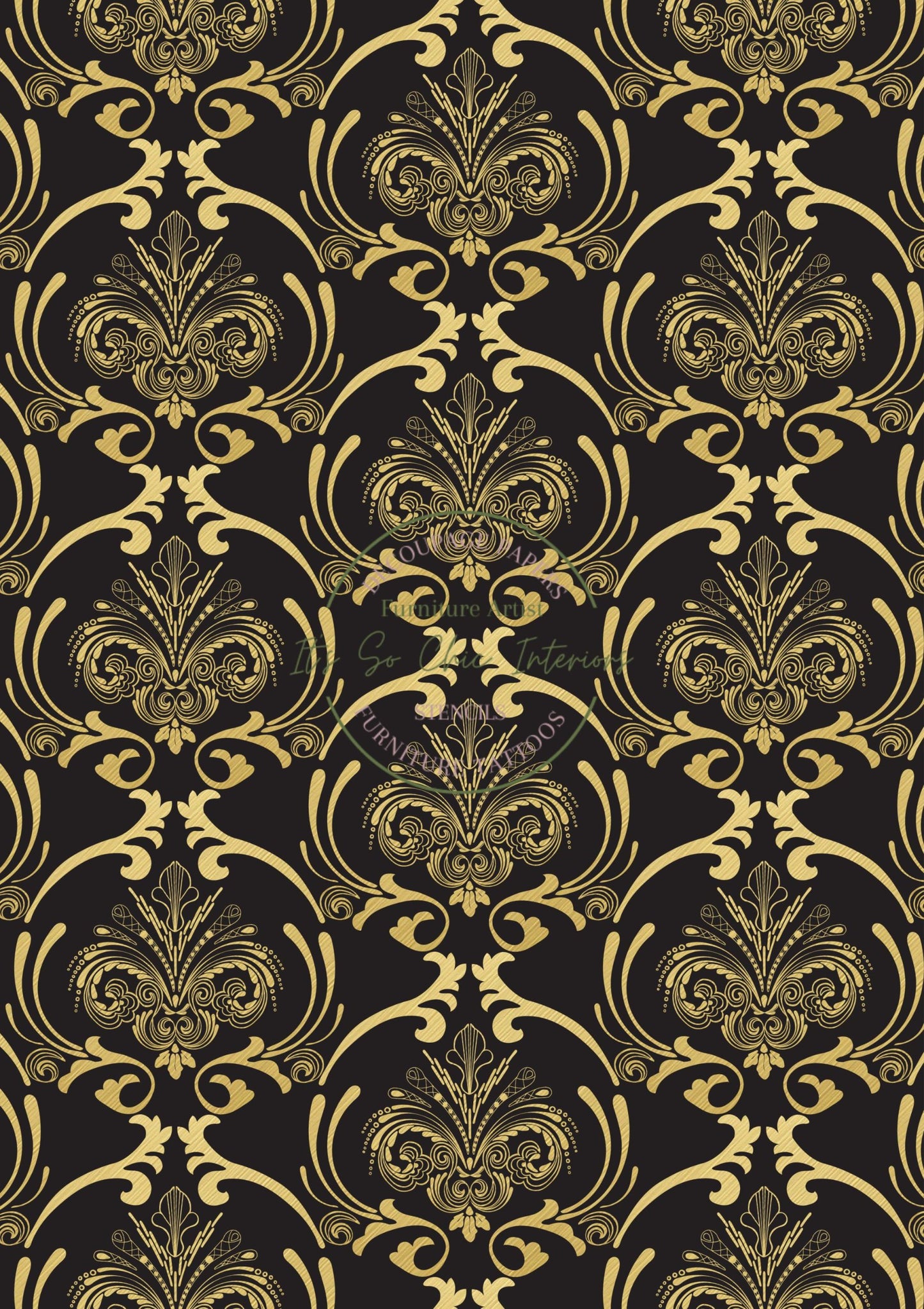 A1 Black & Gold Baroque Damask