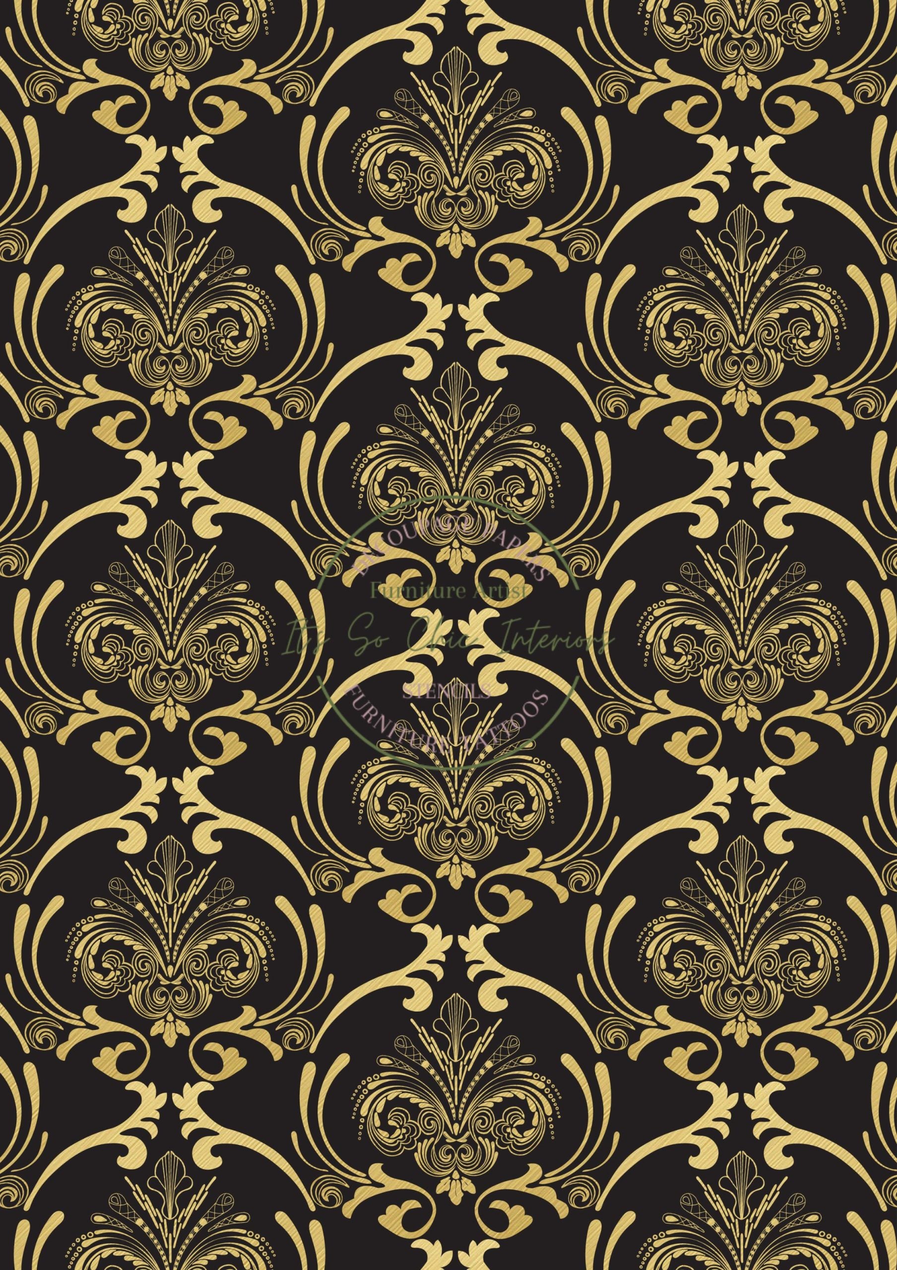 A1 Black & Gold Baroque Damask