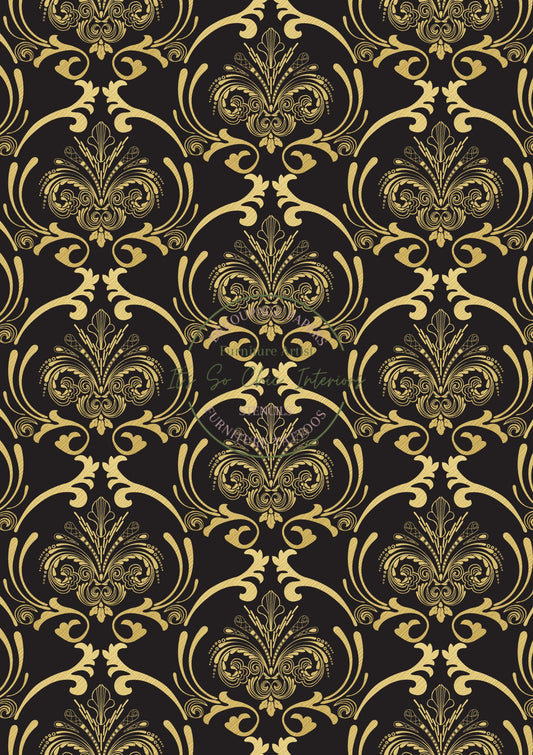 A1 Black & Gold Baroque Damask