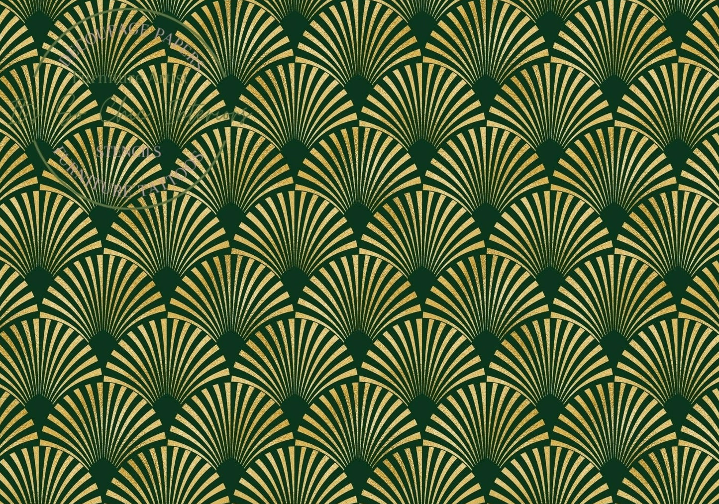 A1 Dark Green Art Deco Proud as a Peacock