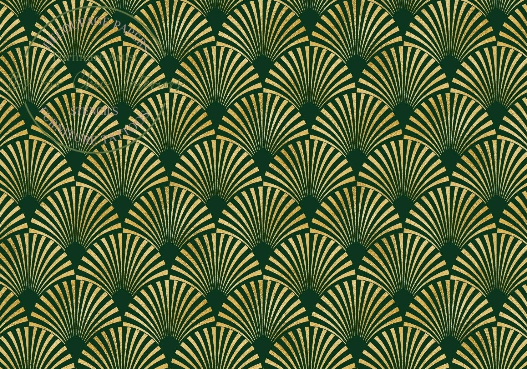A1 Dark Green Art Deco Proud as a Peacock