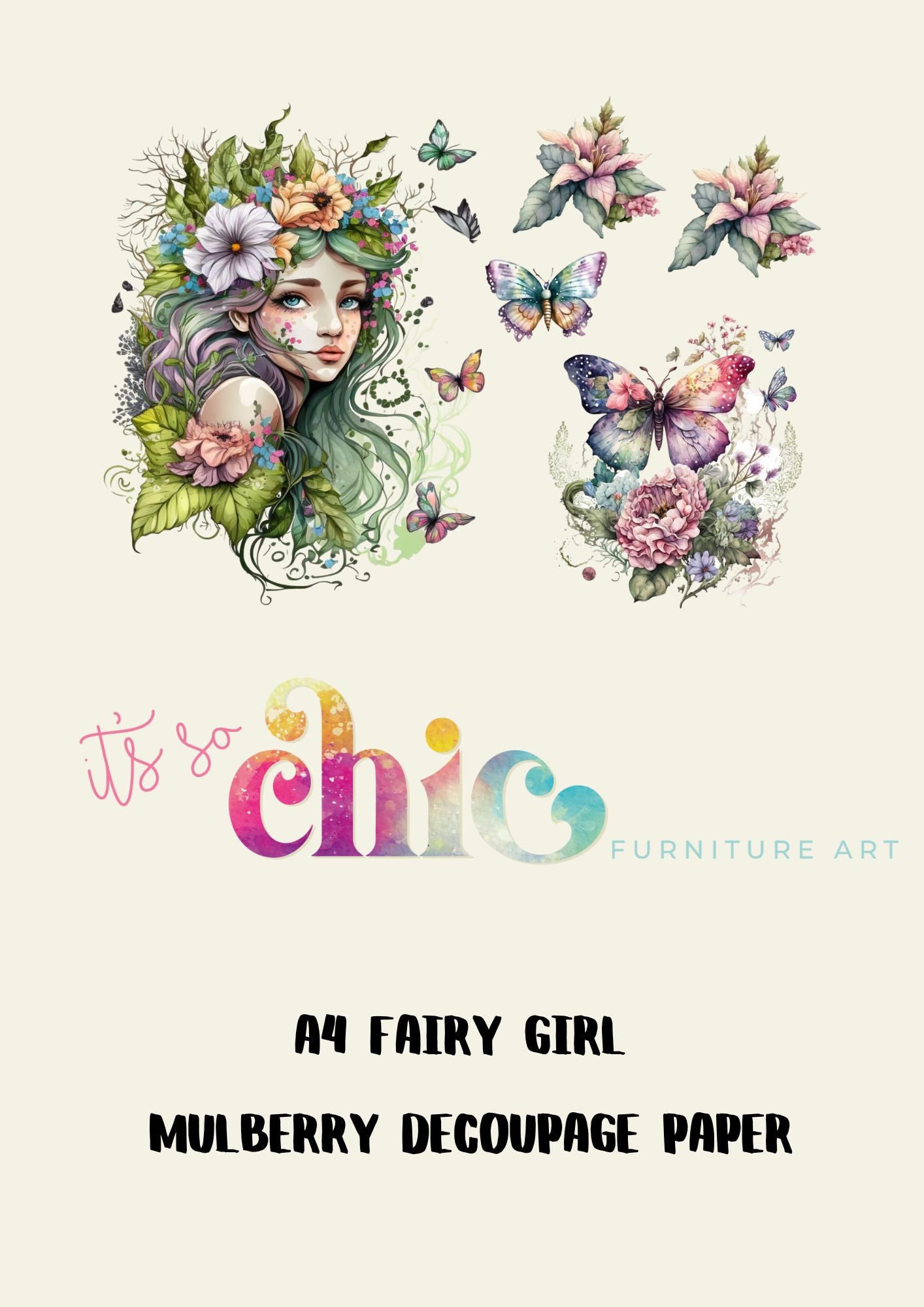 A4 Fairy Girl Mulberry Decoupage Paper