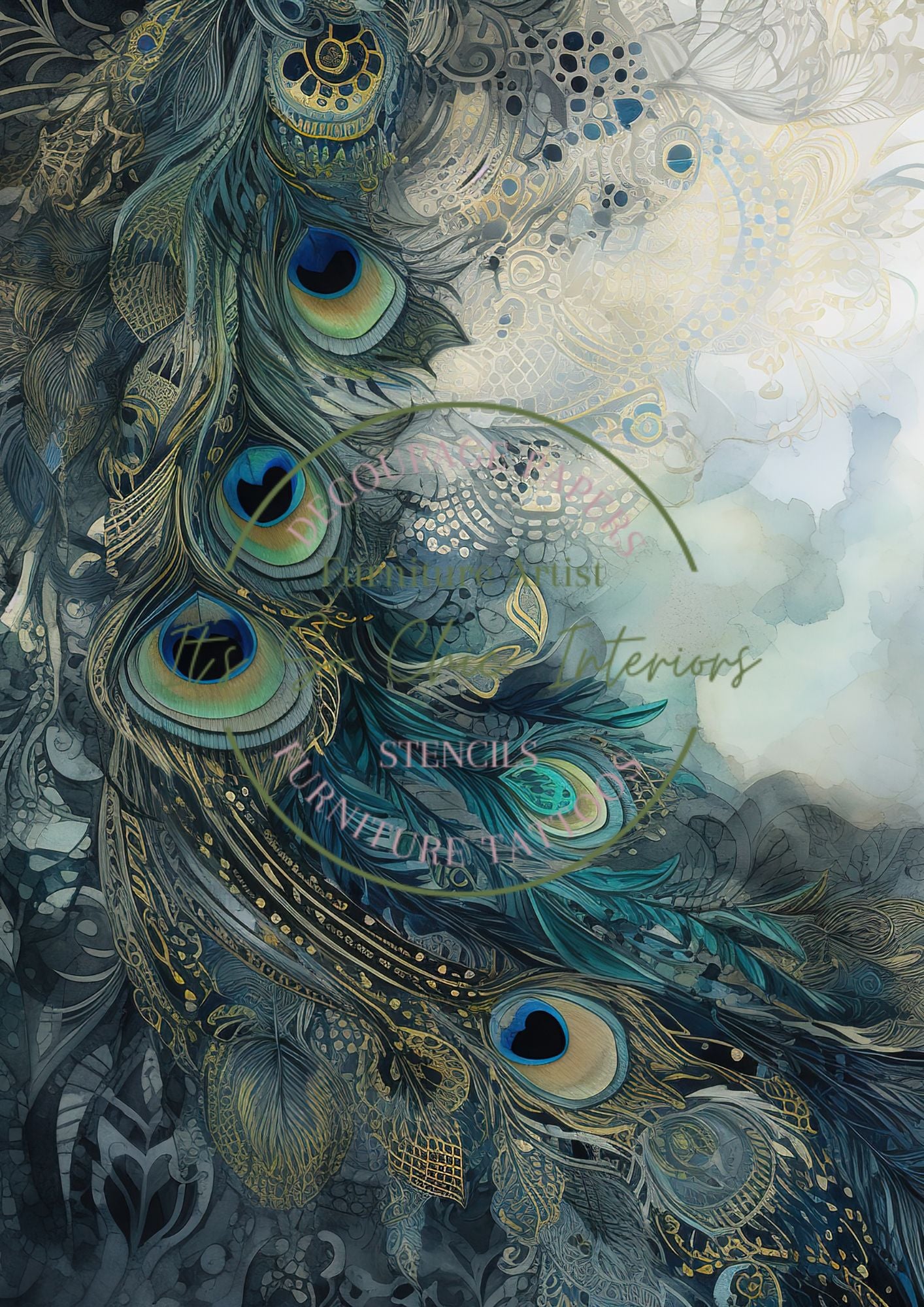 A4 Mesmerizing Peacock Mulberry Decoupage Paper (4 different designs in the pack)