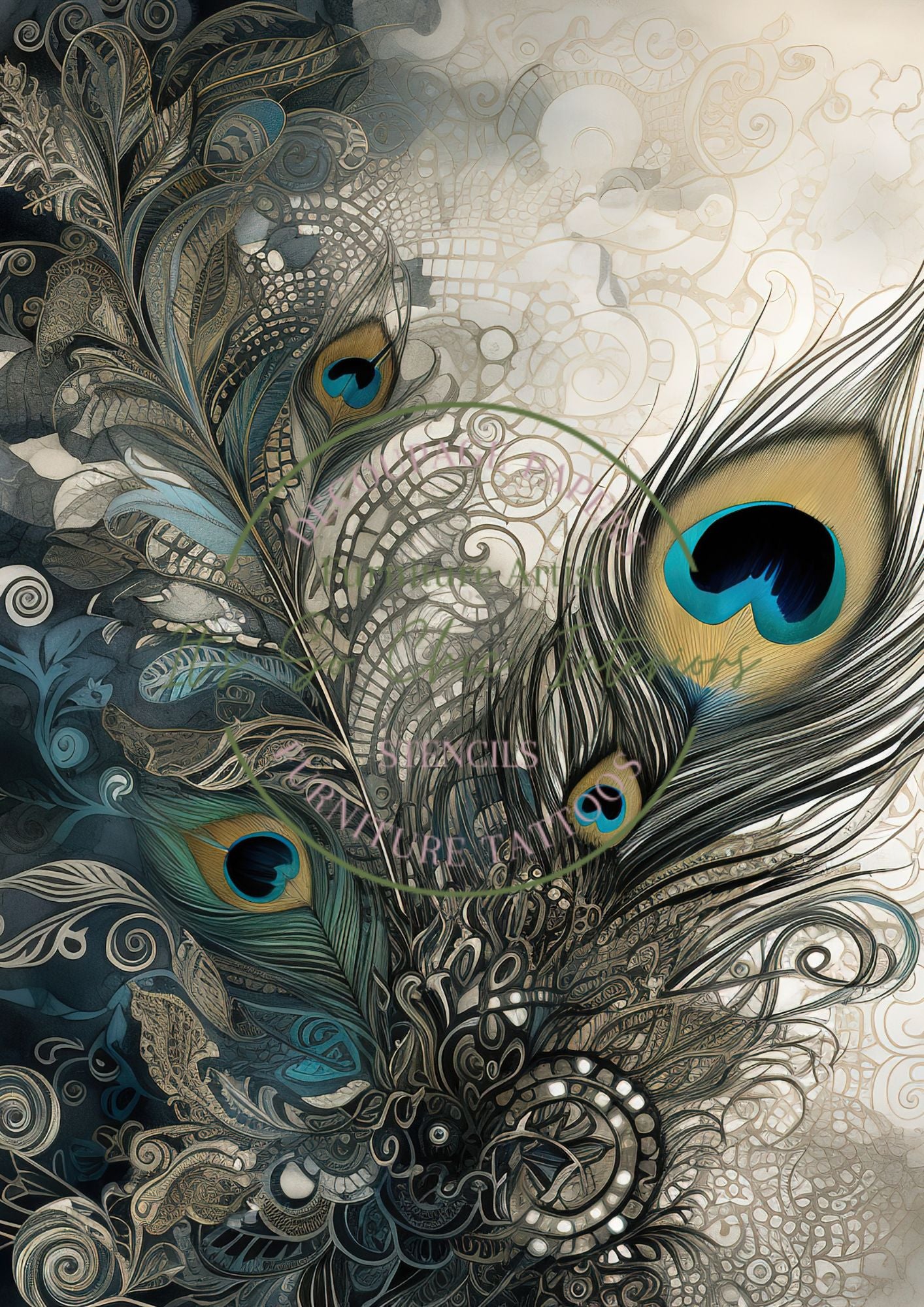 A4 Mesmerizing Peacock Mulberry Decoupage Paper (4 different designs in the pack)