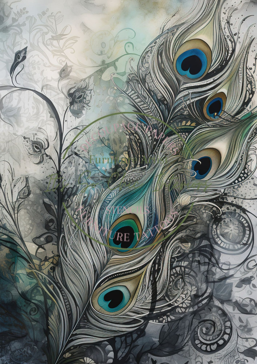 A4 Mesmerizing Peacock Mulberry Decoupage Paper (4 different designs in the pack)