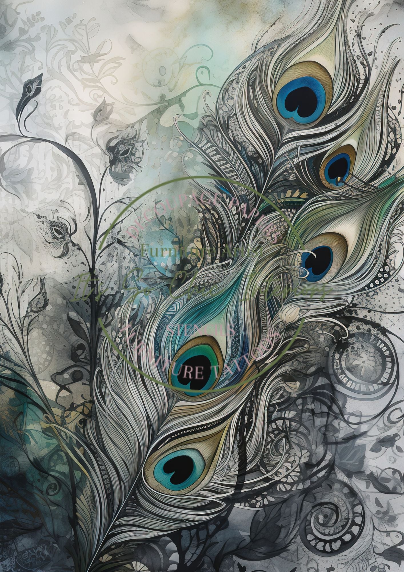 A4 Mesmerizing Peacock Mulberry Decoupage Paper (4 different designs in the pack)