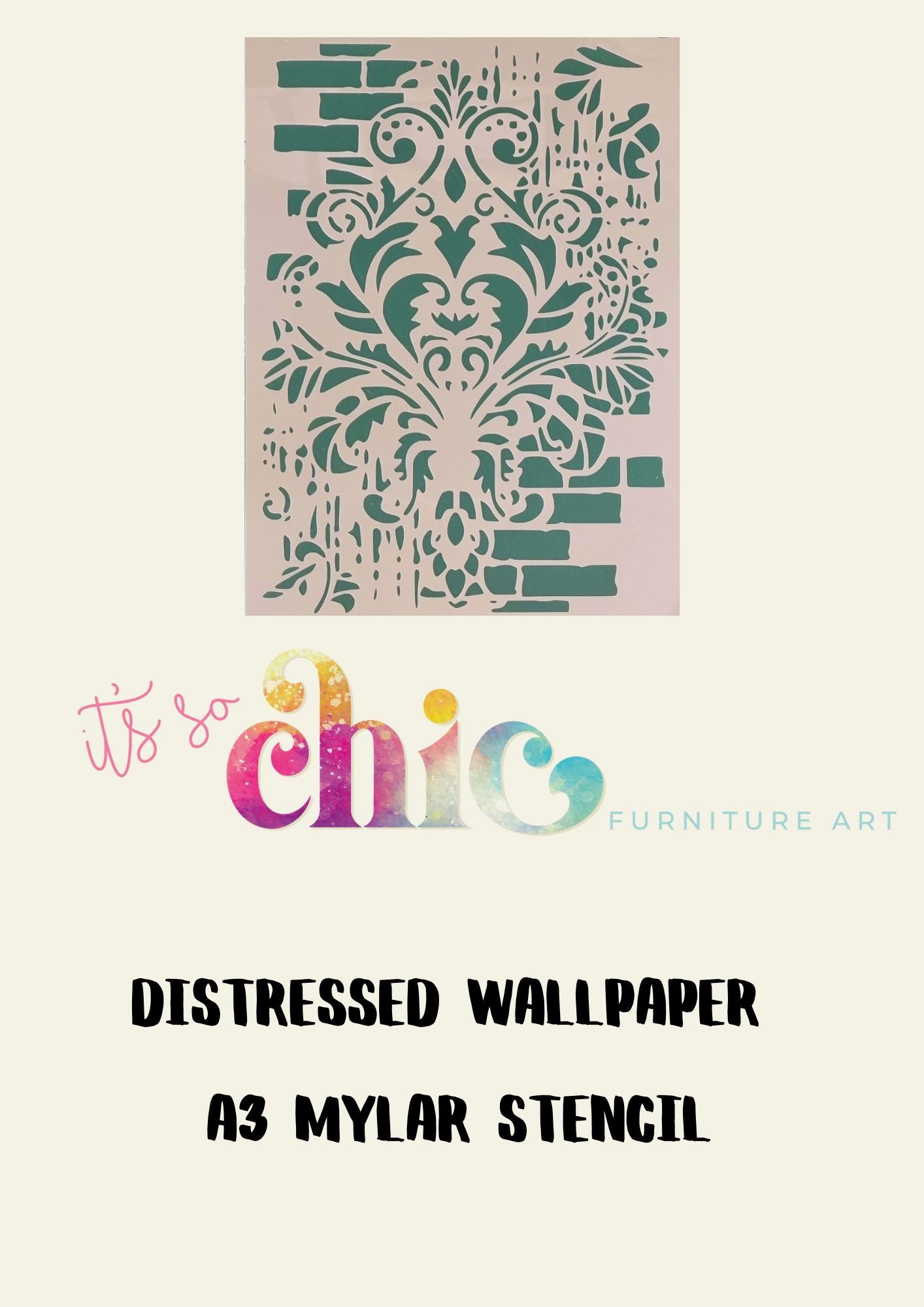 Distressed Wallpaper Mylar Stencil A3