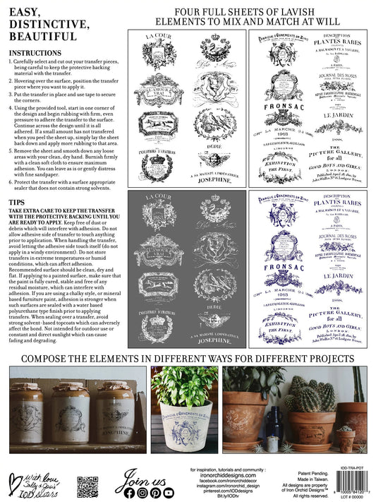 Traditional Pots IOD Transfer 12x16 Pad