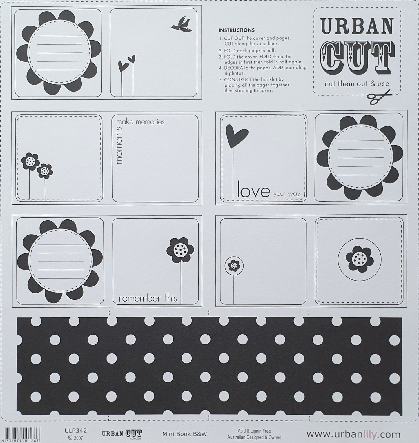 Urban Lily | Cut Collection | Mini Book B&W