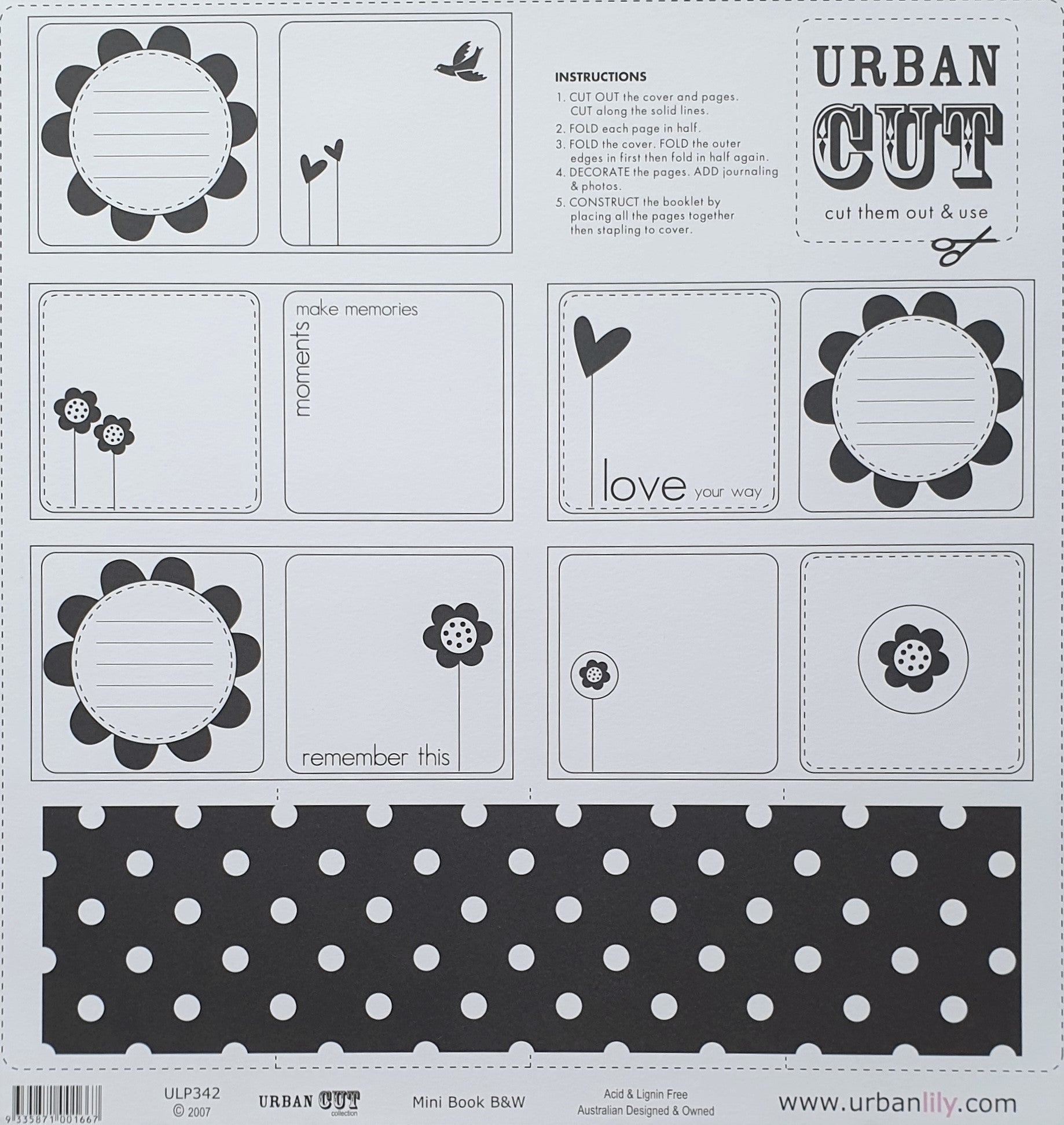 Urban Lily | Cut Collection | Mini Book B&W