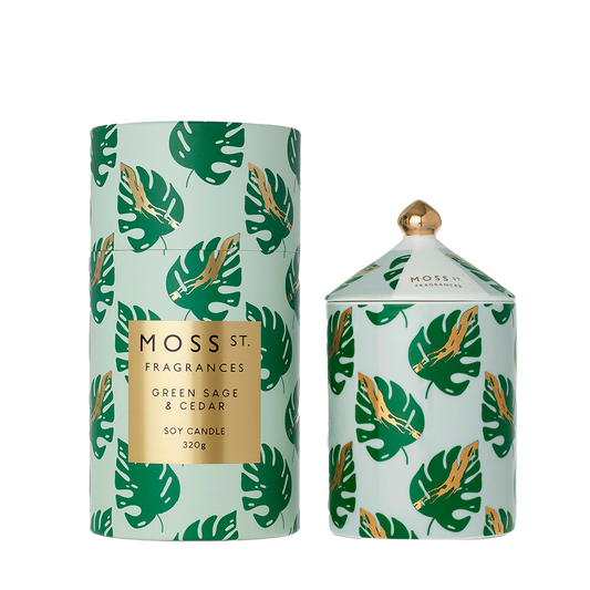 Green Sage & Cedar Ceramic Candle